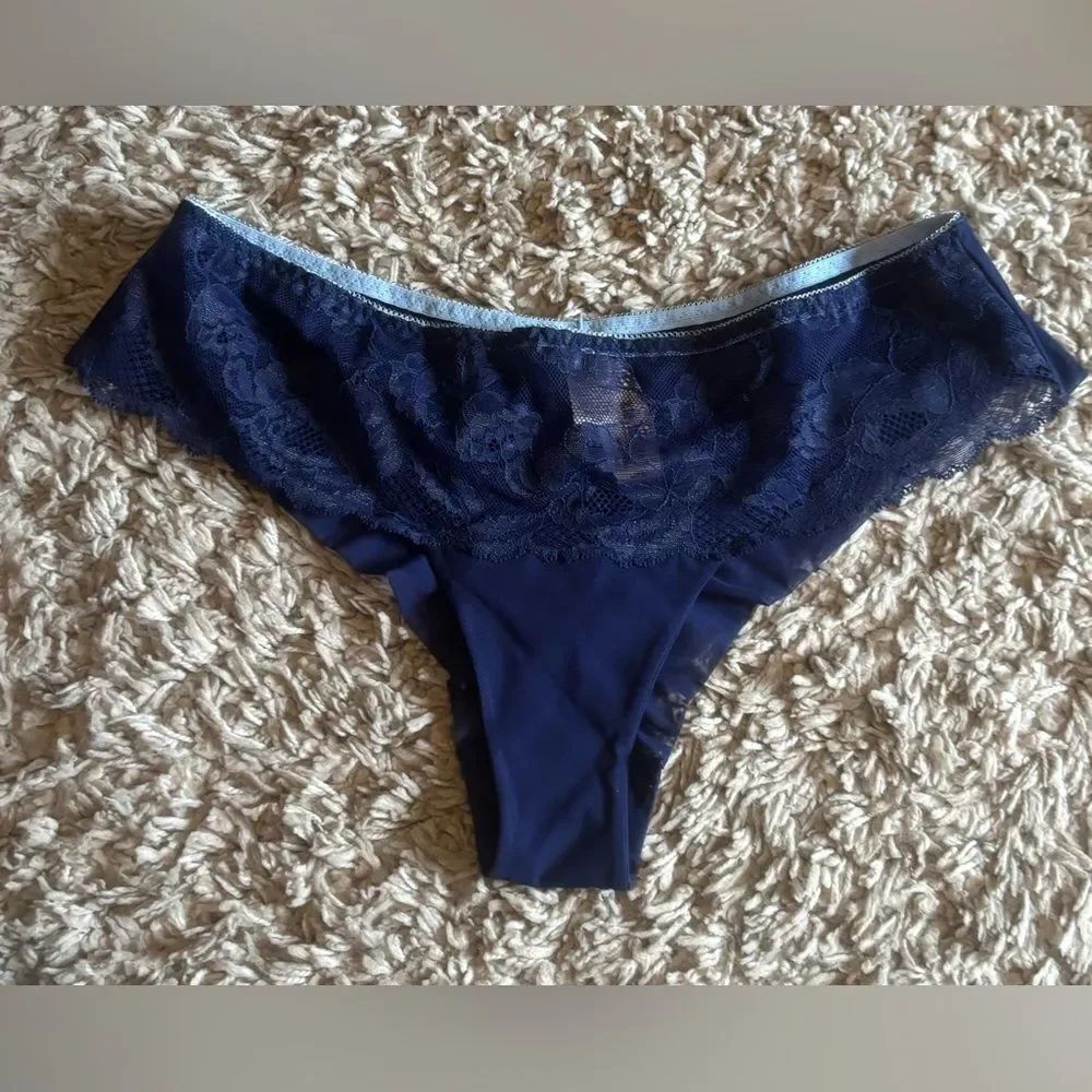 Victoria’s Secret Vintage NWT blue mesh/lace hip hugger panties Size large